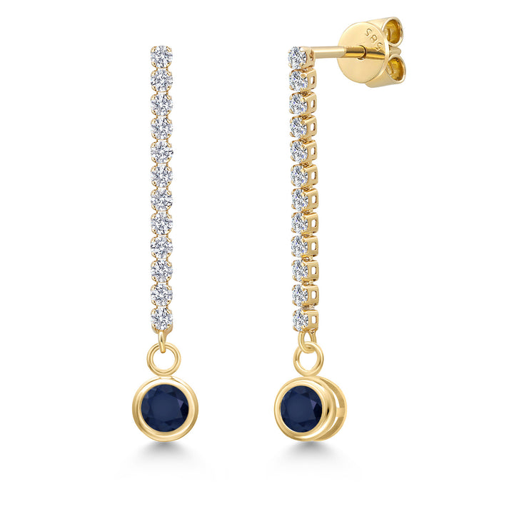 Blue Sapphire - September_Earrings in 14K Yellow Gold