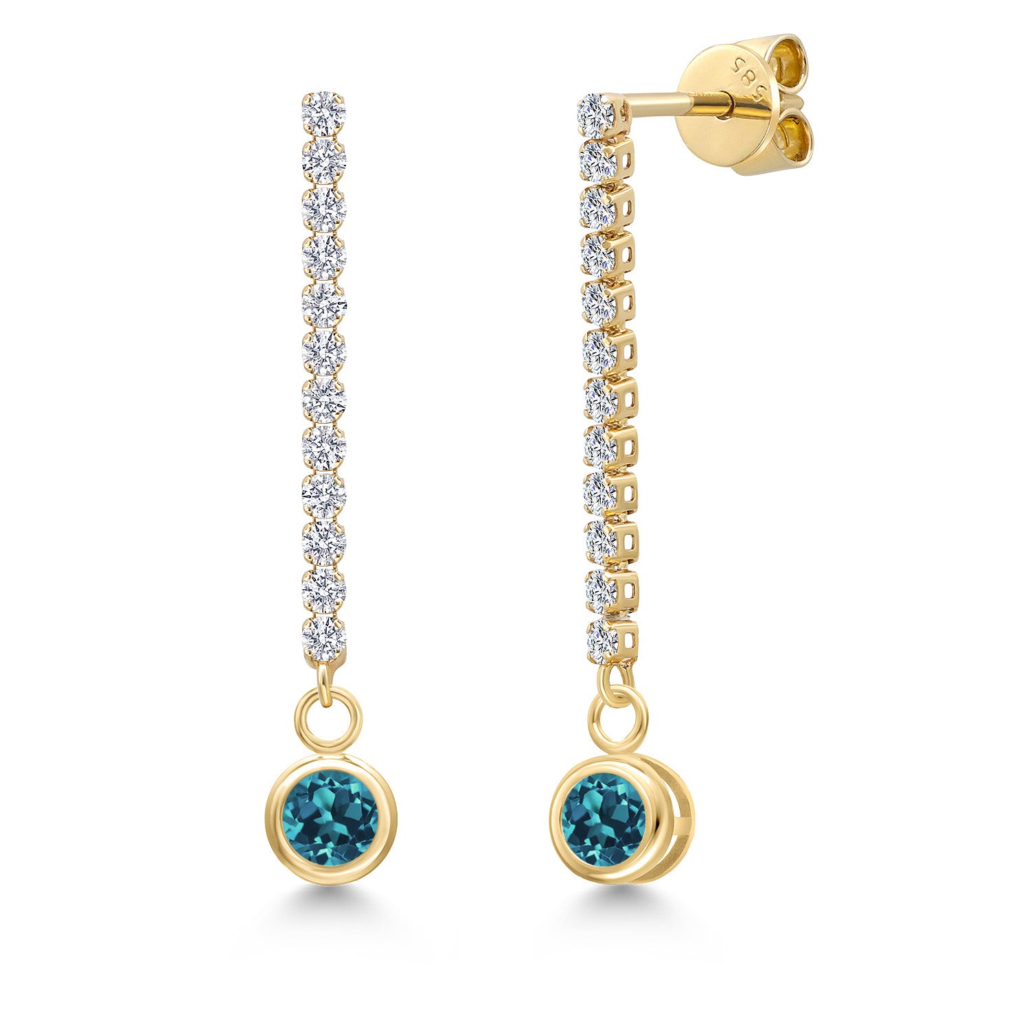London Blue Topaz - November_Earrings in 14K Yellow Gold