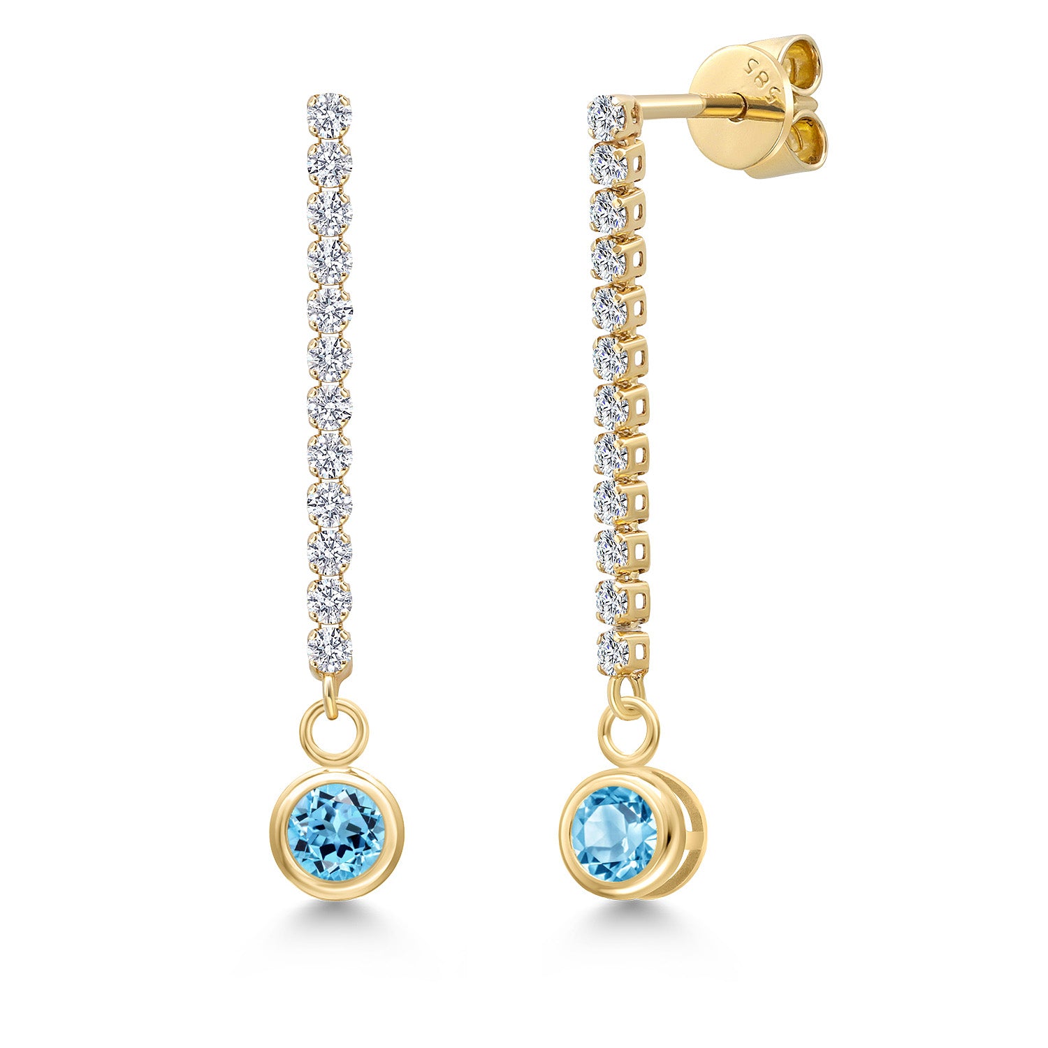 Swiss Blue Topaz - November_Earrings in 14K Yellow Gold