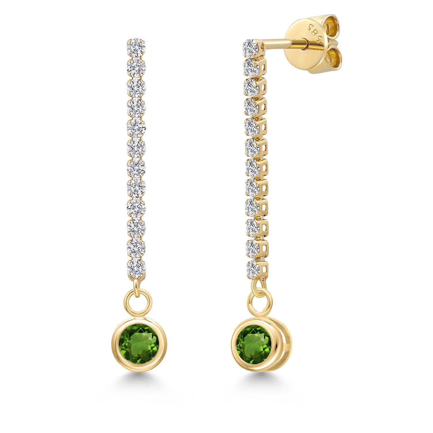 Green Tourmaline - October_Earrings in 14K Yellow Gold