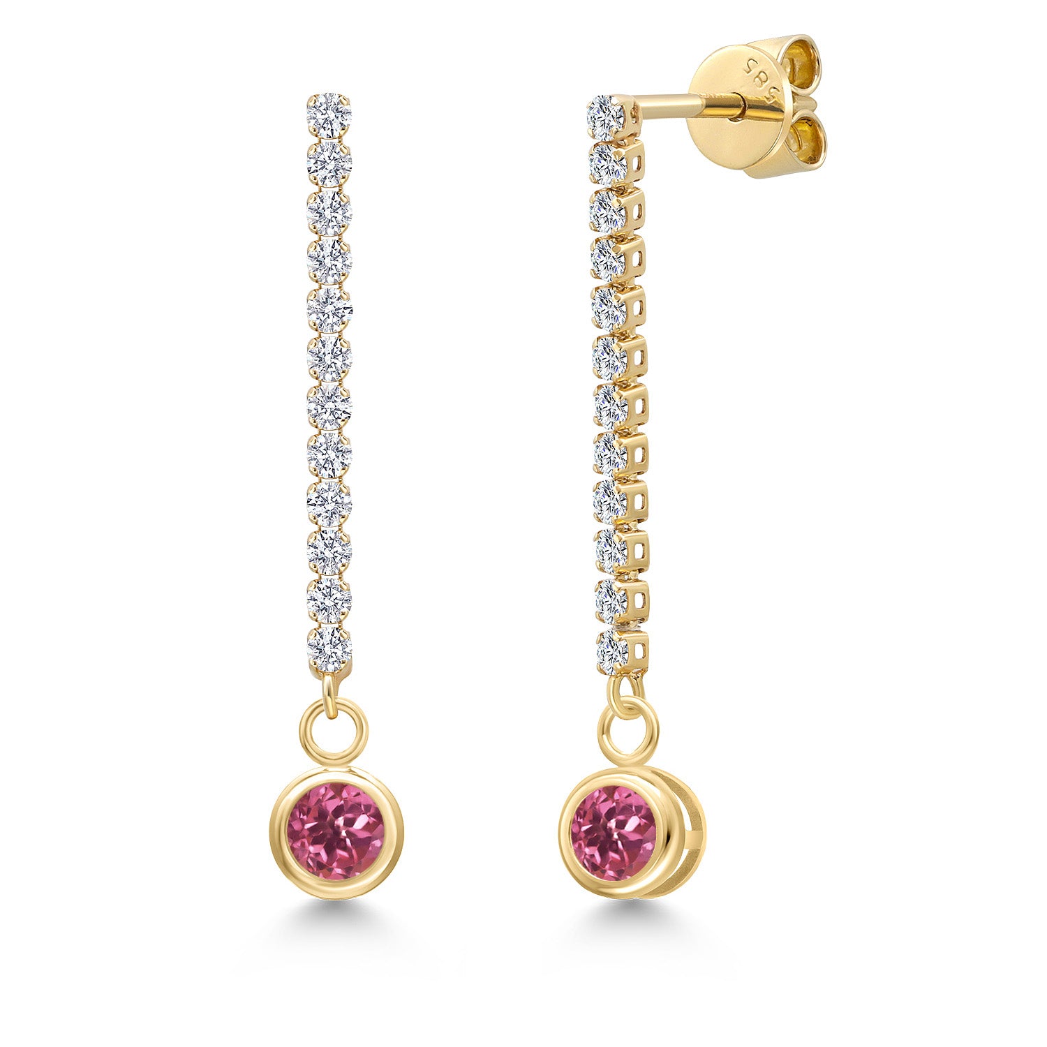 Pink Tourmaline - October_Earrings in 14K Yellow Gold