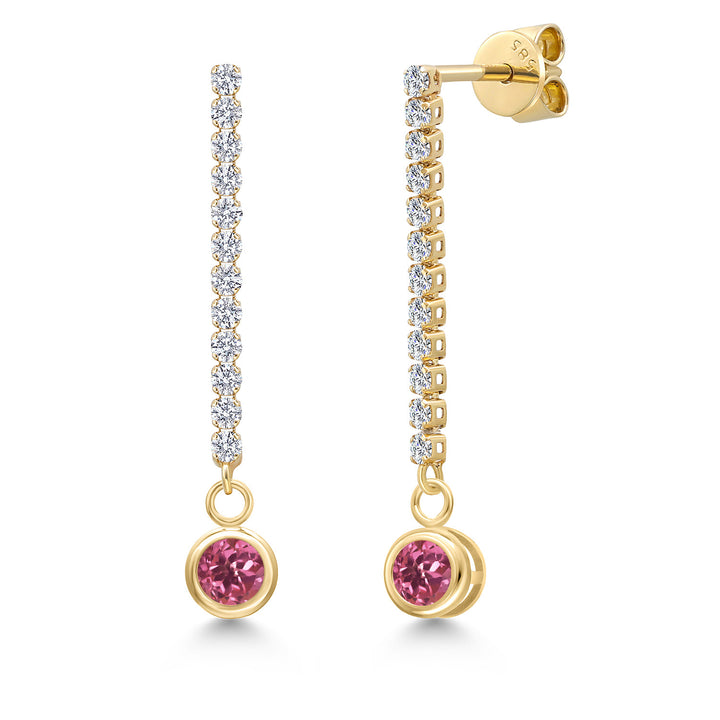 Pink Tourmaline - October_Earrings in 14K Yellow Gold