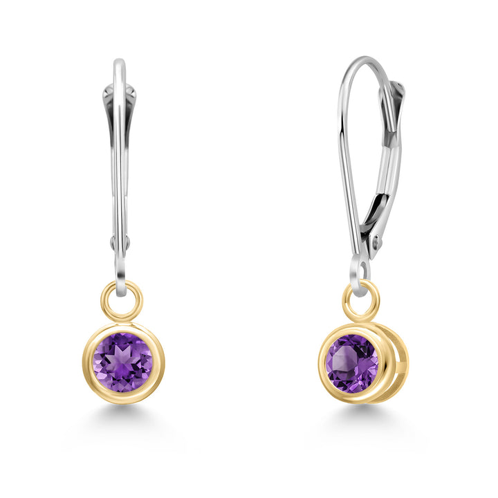 Amethyst - February_Earrings in 14K Two Tone Gold