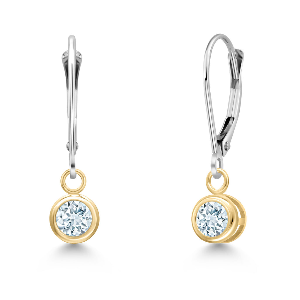 Aquamarine - March_Earrings in 14K Two Tone Gold