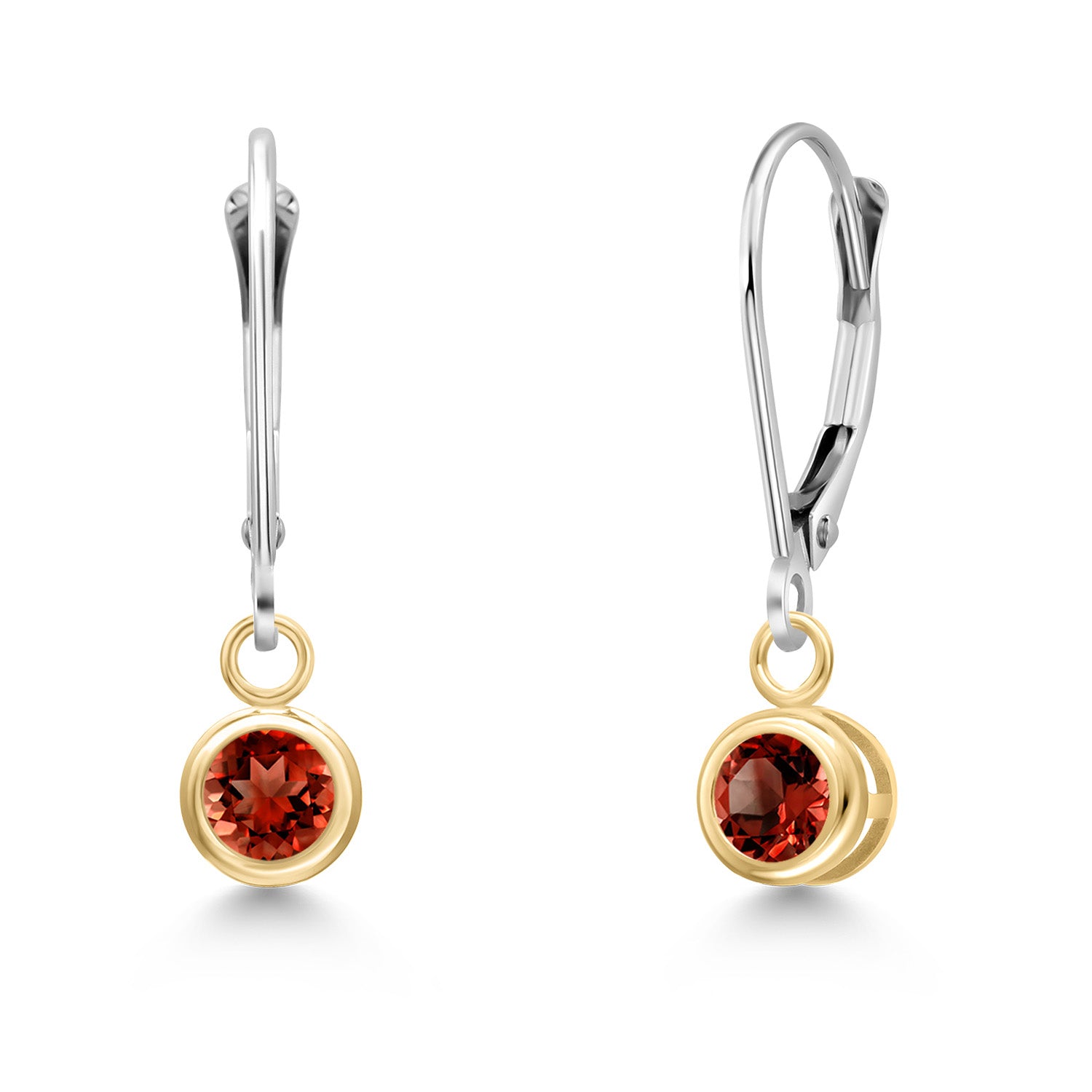 Garnet - January_Earrings in 14K Two Tone Gold