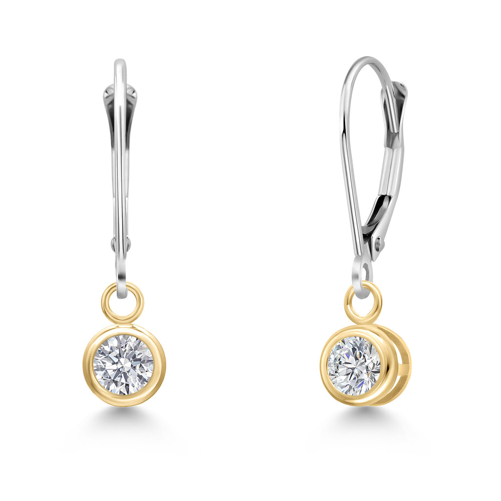 White Lab Grown Diamond - April_Earrings in 14K Two Tone Gold