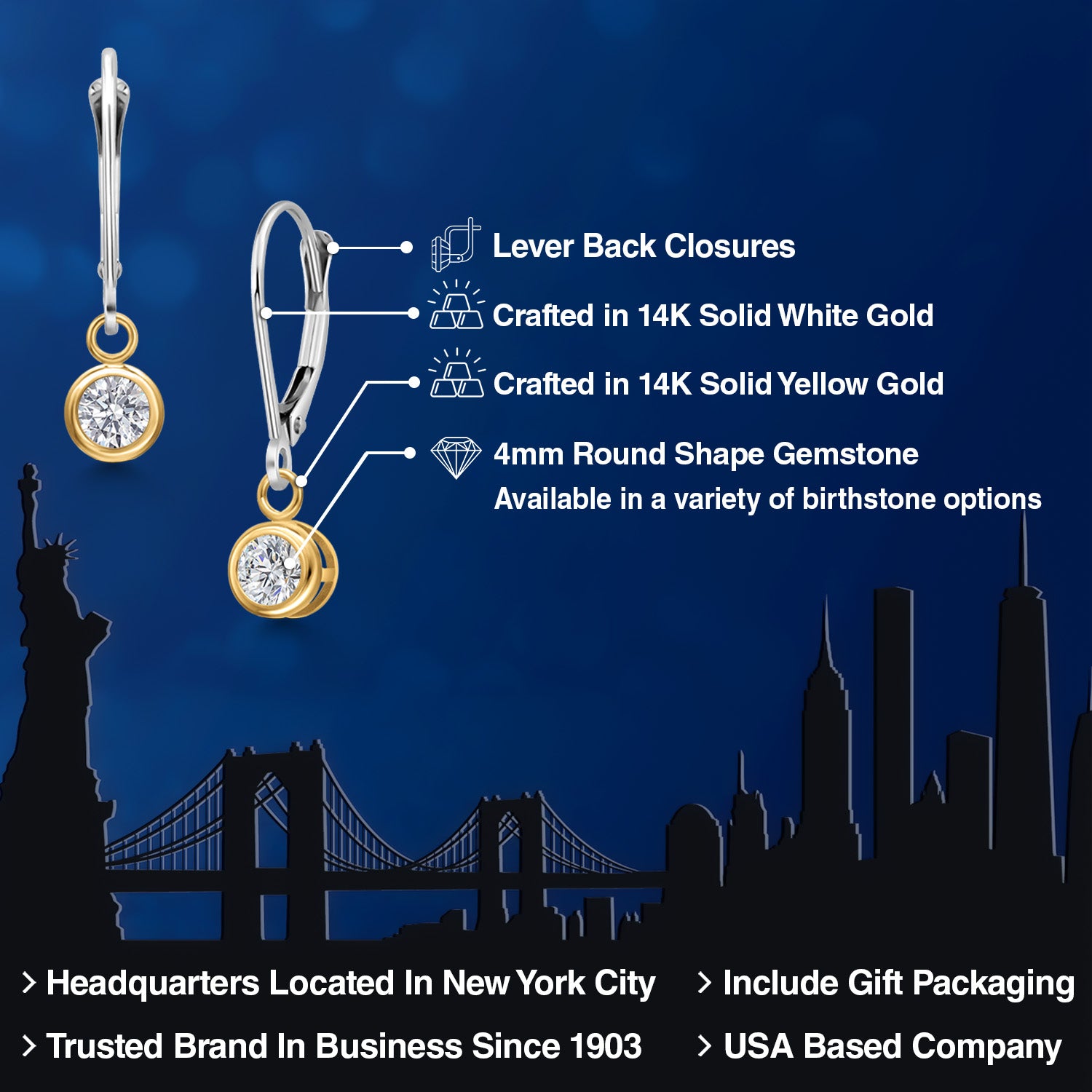 E - F_Earrings in 14K Two Tone Gold