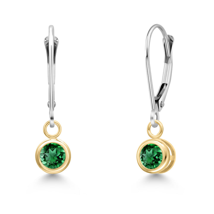 Nano Emerald - May_Earrings in 14K Two Tone Gold