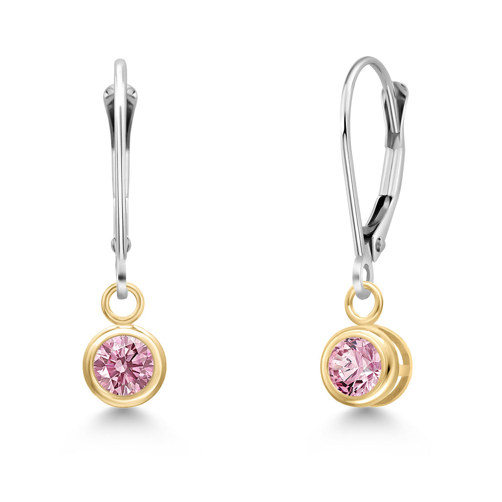 Pink Lab Grown Diamond - April_Earrings in 14K Two Tone Gold