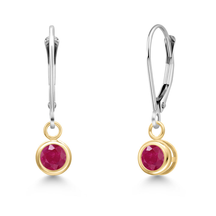 Ruby - July_Earrings in 14K Two Tone Gold