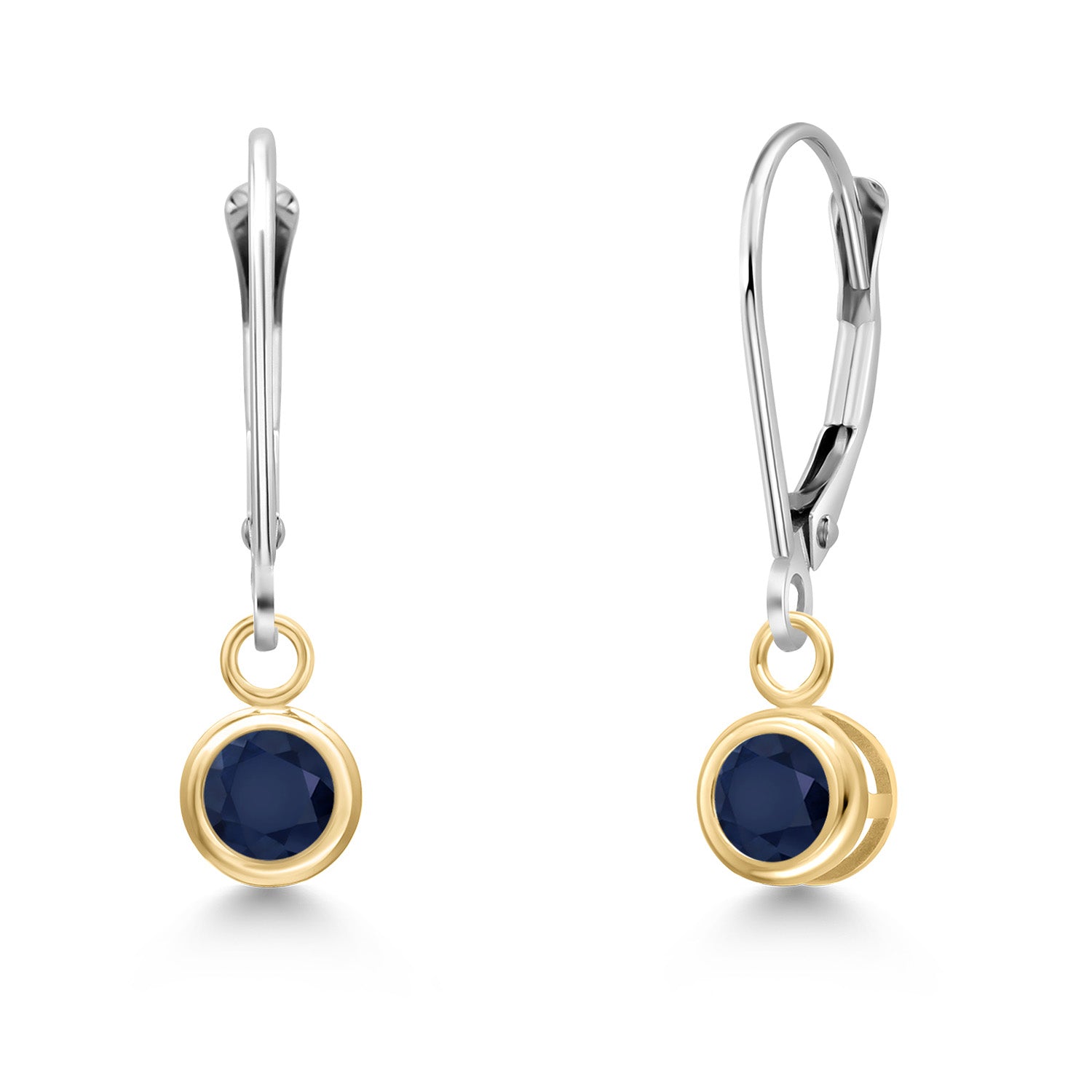 Blue Sapphire - September_Earrings in 14K Two Tone Gold