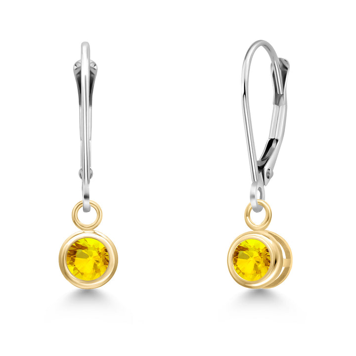 Yellow Sapphire - September_Earrings in 14K Two Tone Gold