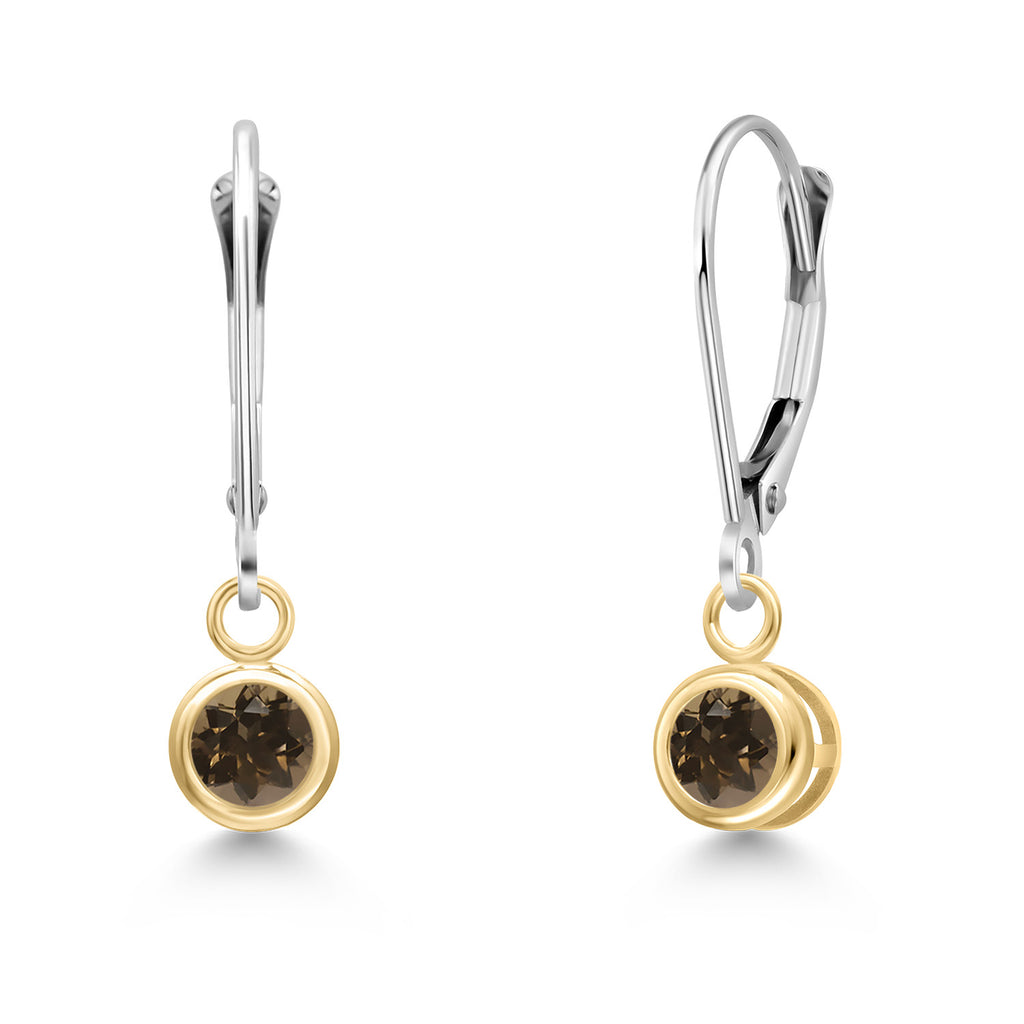 Smoky Quartz_Earrings in 14K Two Tone Gold