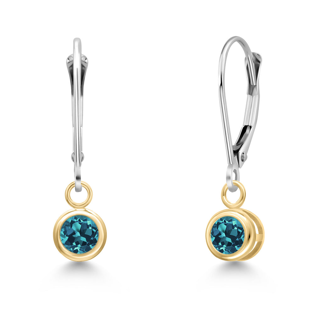 London Blue Topaz - November_Earrings in 14K Two Tone Gold