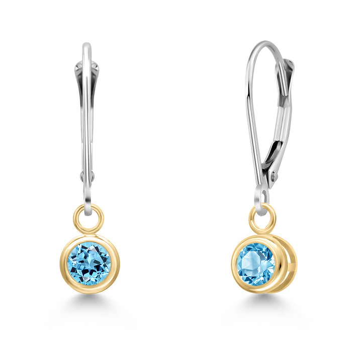 Swiss Blue Topaz - November_Earrings in 14K Two Tone Gold
