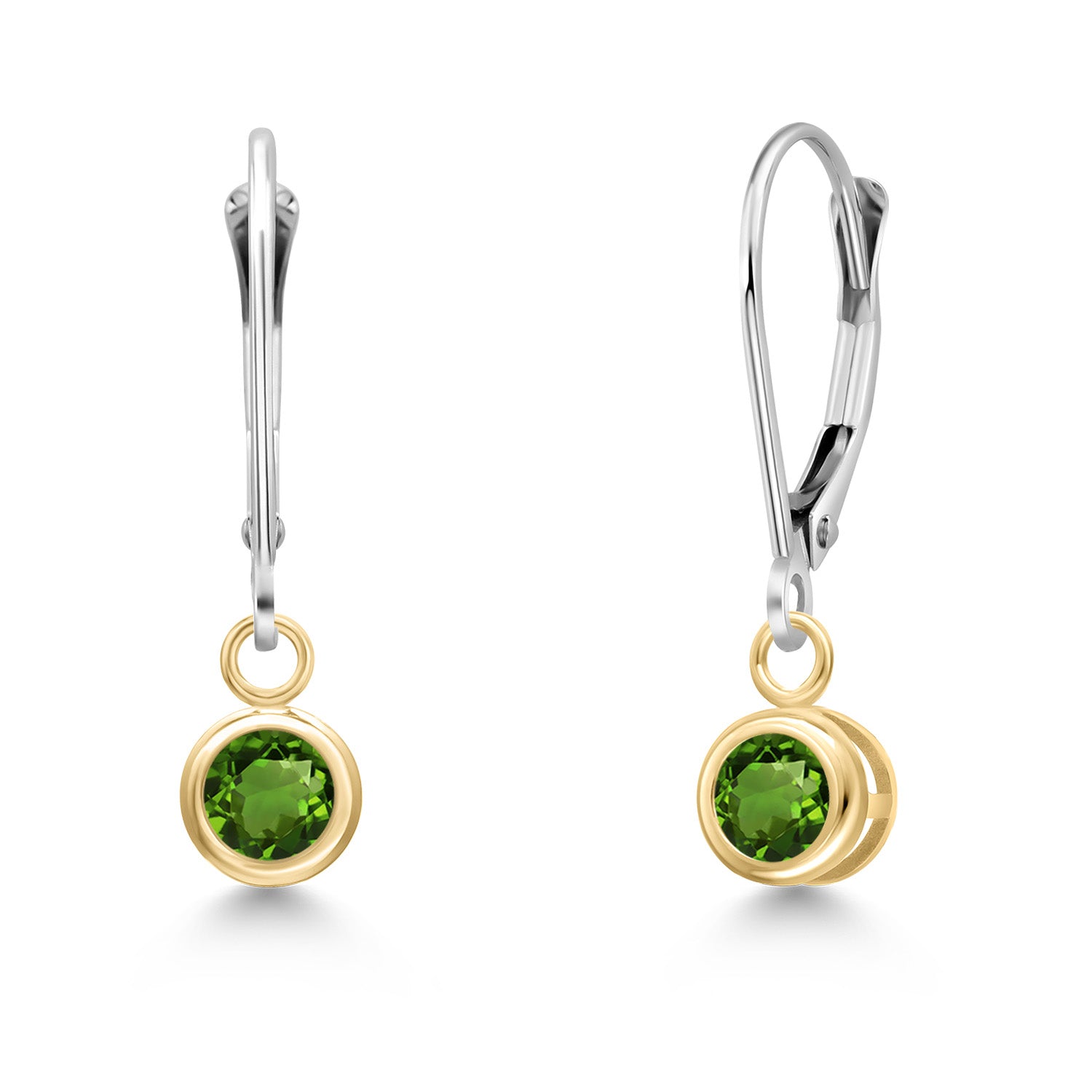 Green Tourmaline - October_Earrings in 14K Two Tone Gold