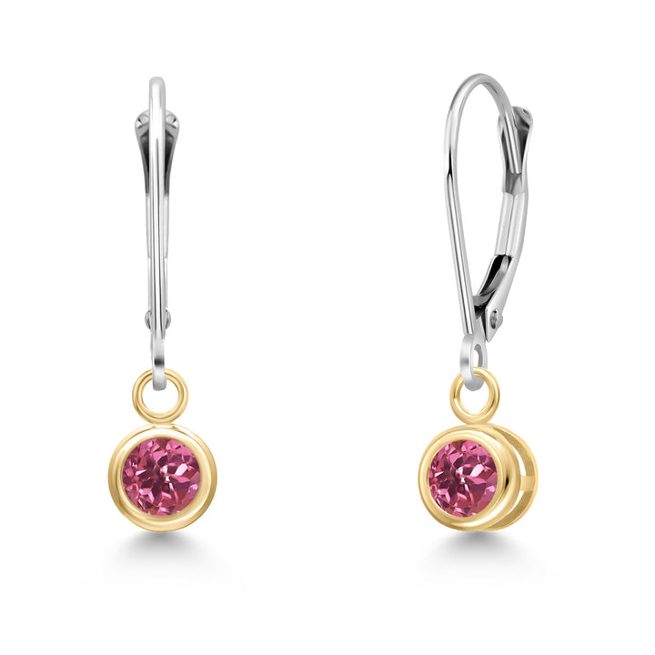 Pink Tourmaline - October_Earrings in 14K Two Tone Gold