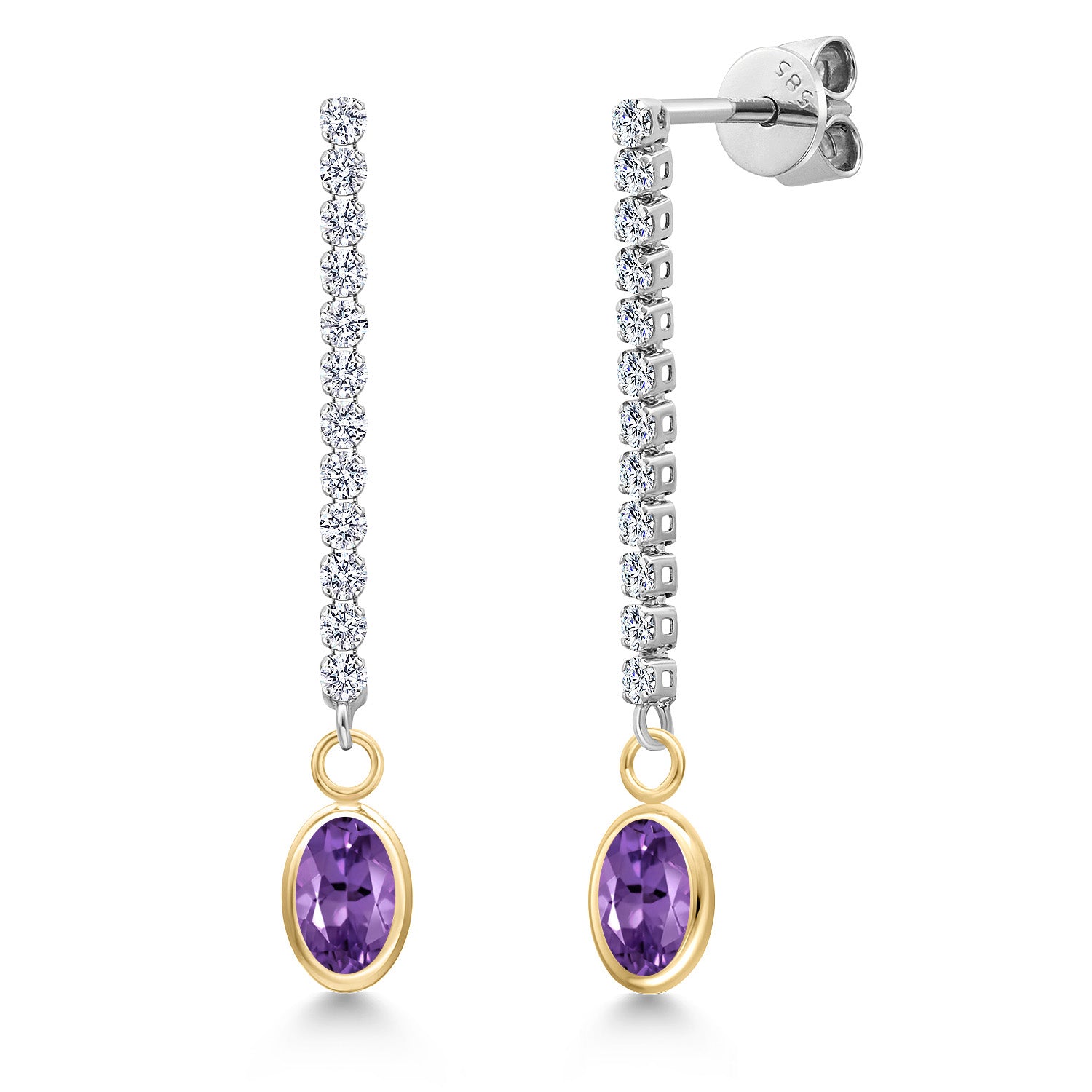 Amethyst - February_Earrings in 14K Two Tone Gold