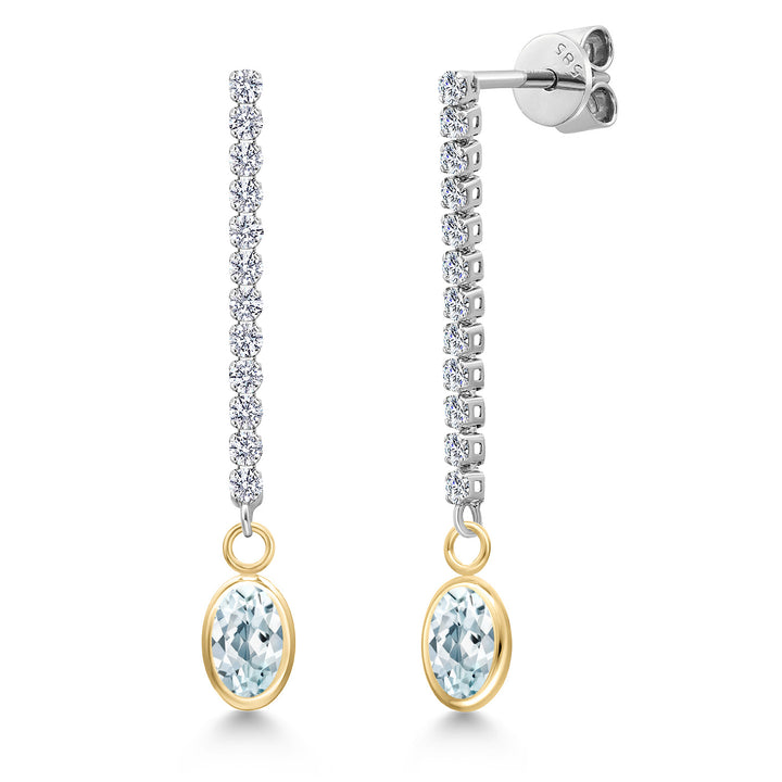 Aquamarine - March_Earrings in 14K Two Tone Gold