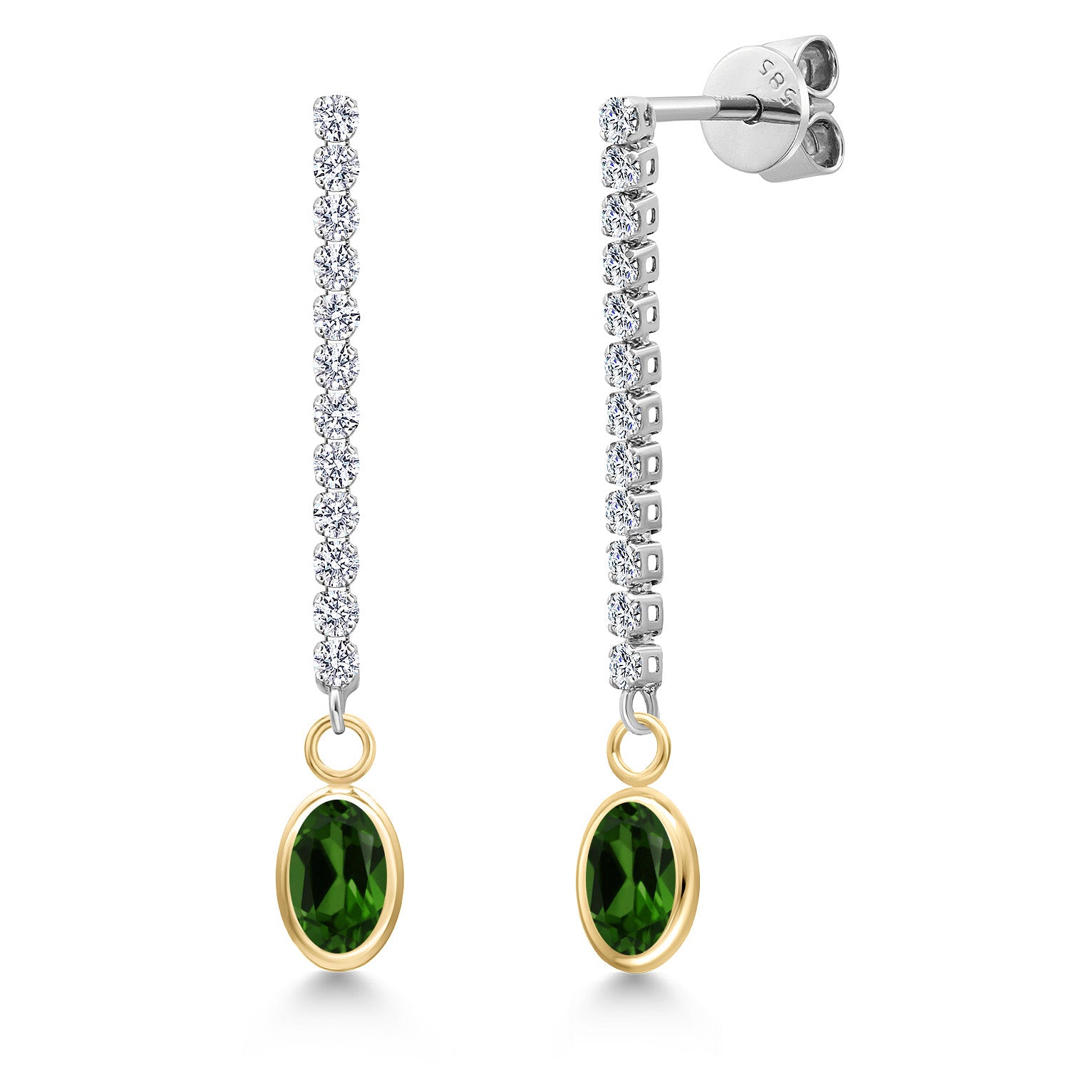Chrome Diopside_Earrings in 14K Two Tone Gold