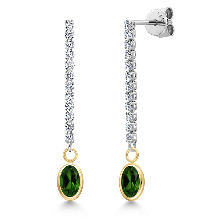 Chrome Diopside_Earrings in 14K Two Tone Gold