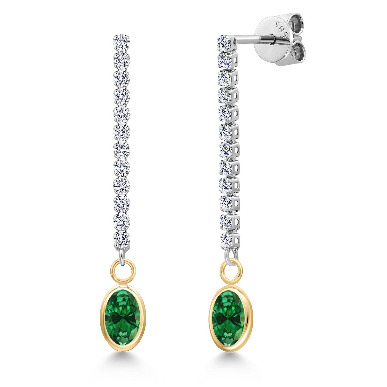 Created Emerald - May_Earrings in 14K Two Tone Gold