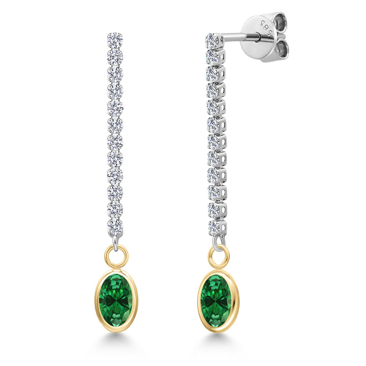 Created Emerald - May_Earrings in 14K Two Tone Gold