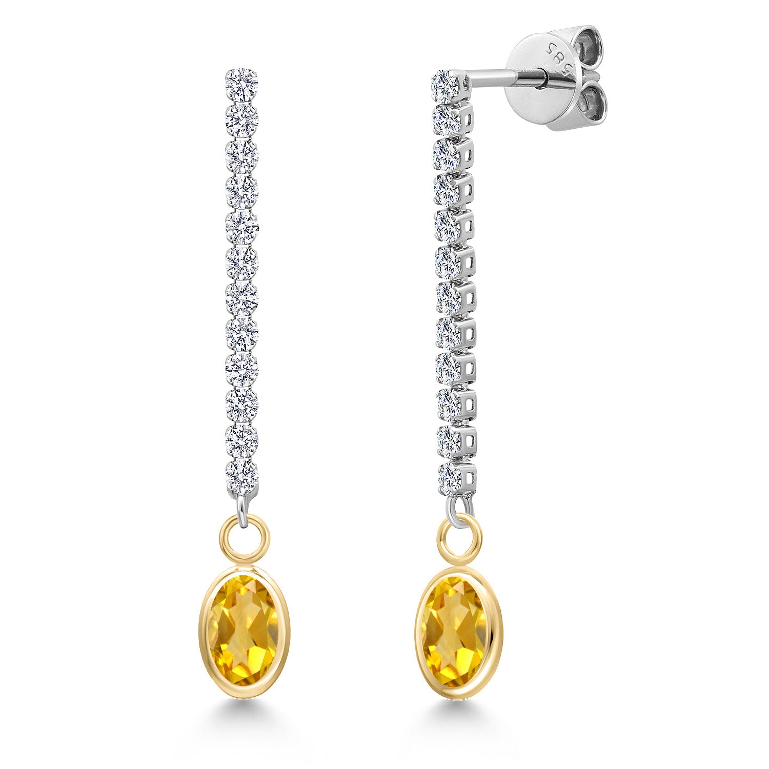 Citrine - November_Earrings in 14K Two Tone Gold