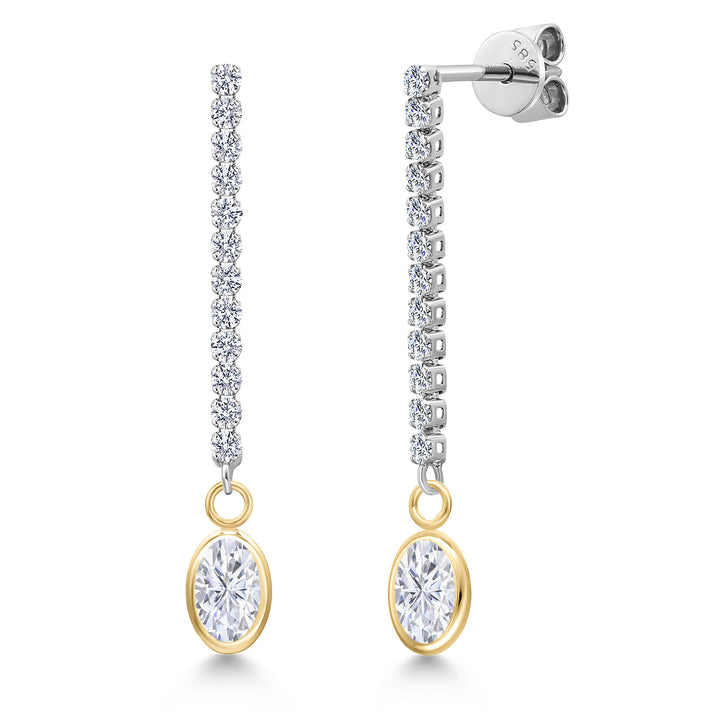 White Moissanite - April_Earrings in 14K Two Tone Gold