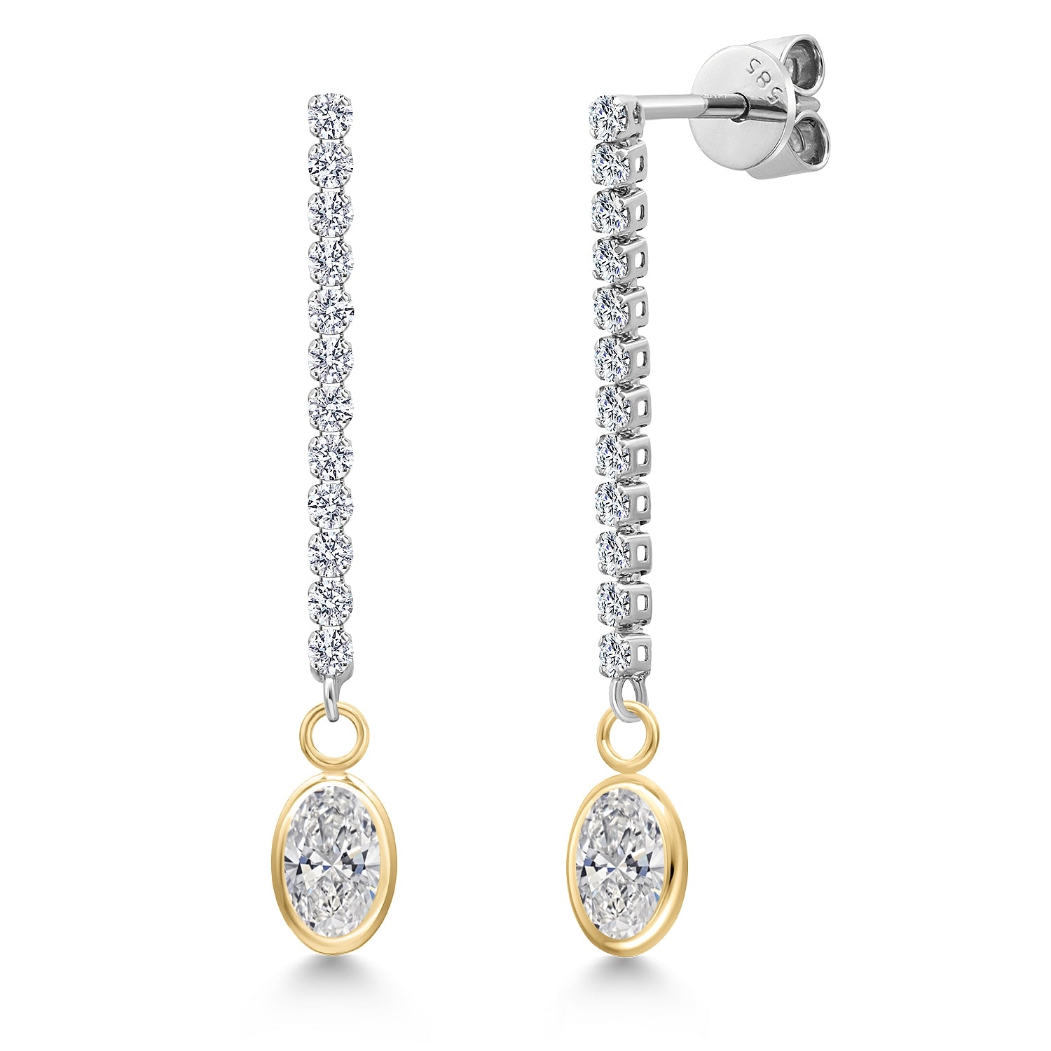 White Lab Grown Diamond - April_Earrings in 14K Two Tone Gold