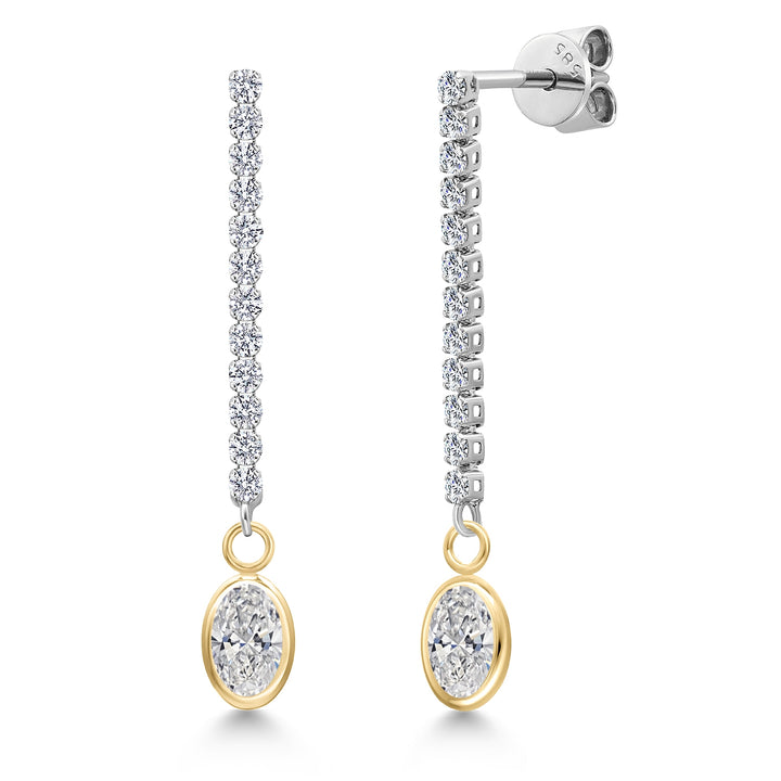 White Lab Grown Diamond - April_Earrings in 14K Two Tone Gold