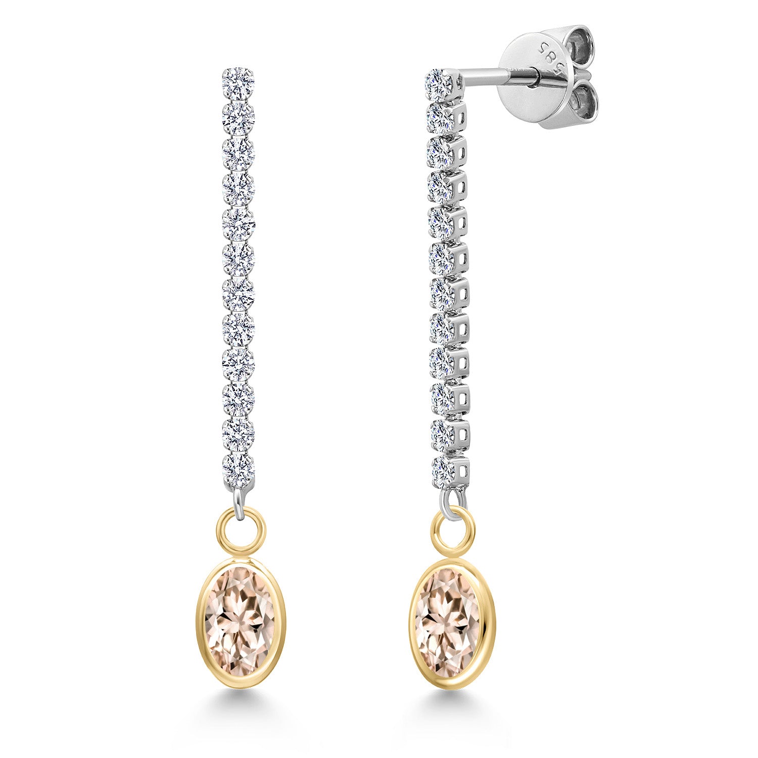Morganite - October_Earrings in 14K Two Tone Gold
