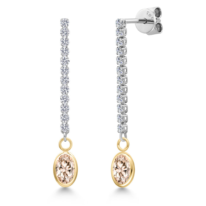 Morganite - October_Earrings in 14K Two Tone Gold