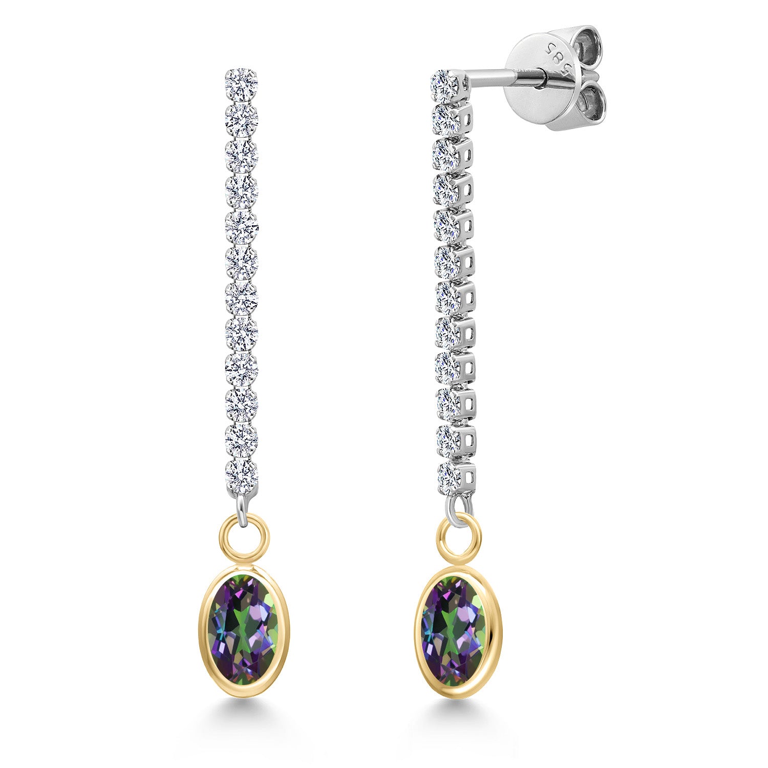 Green Mystic Topaz_Earrings in 14K Two Tone Gold