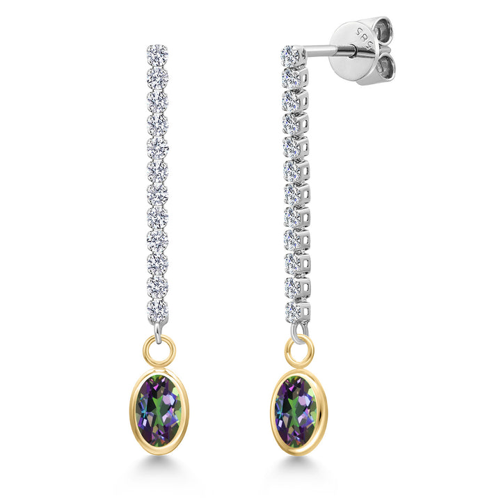 Green Mystic Topaz_Earrings in 14K Two Tone Gold