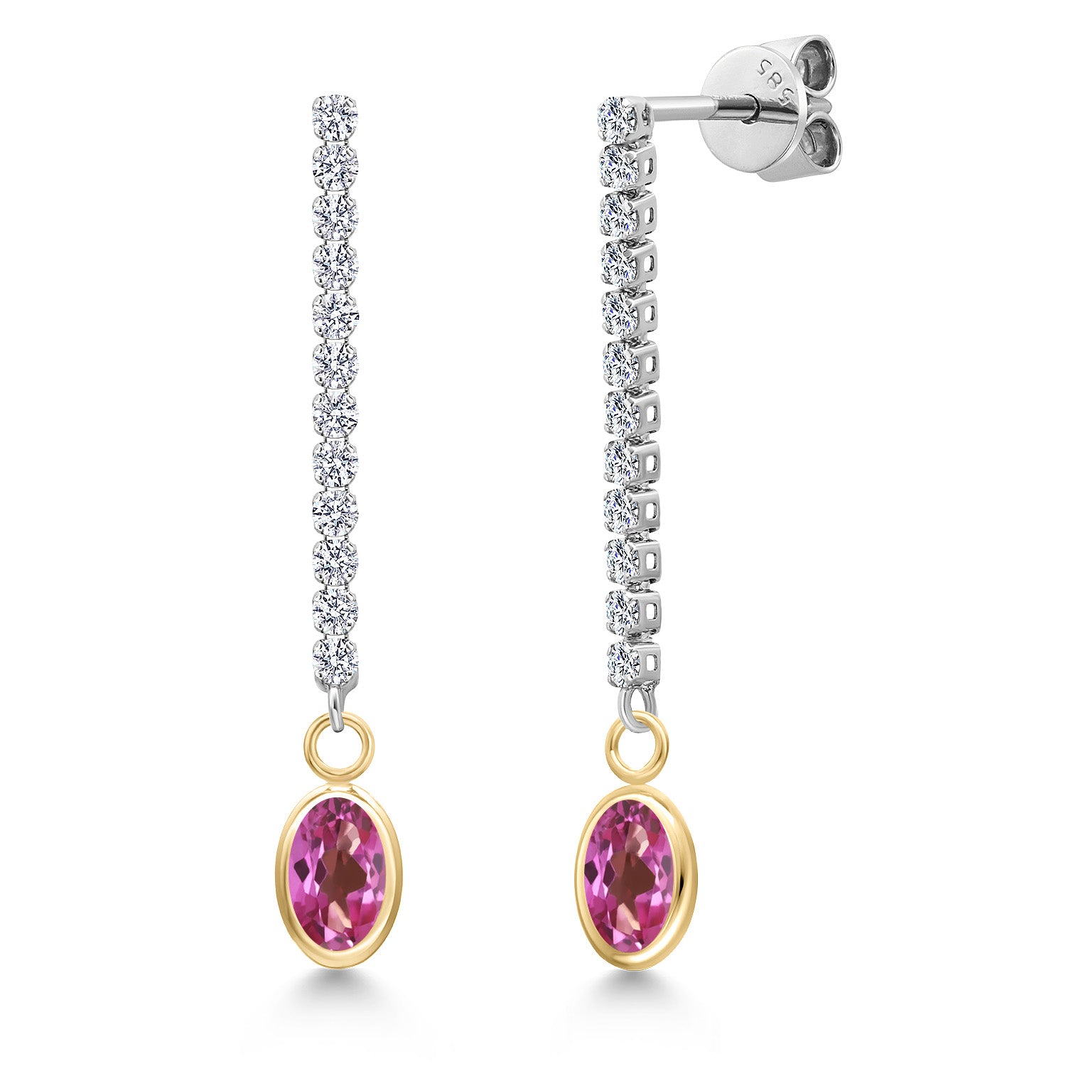 Pink Mystic Topaz_Earrings in 14K Two Tone Gold