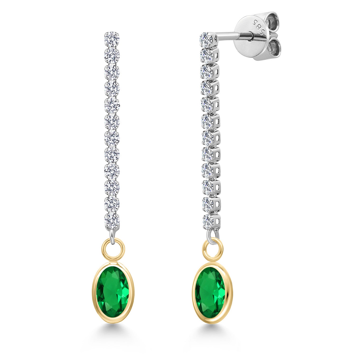 Nano Emerald - May_Earrings in 14K Two Tone Gold