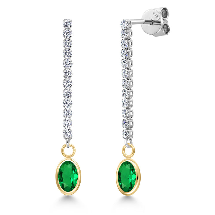 Nano Emerald - May_Earrings in 14K Two Tone Gold