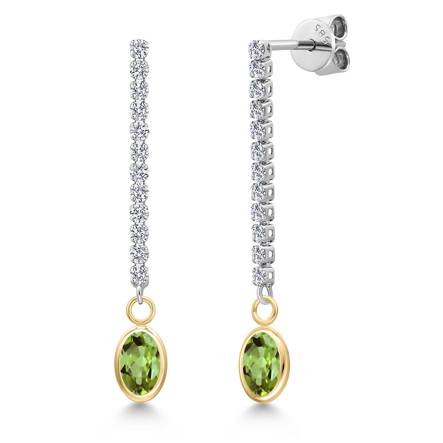 Peridot - August_Earrings in 14K Two Tone Gold