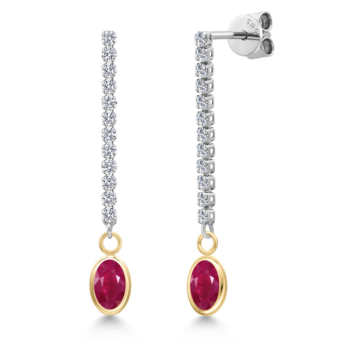 Ruby - July_Earrings in 14K Two Tone Gold