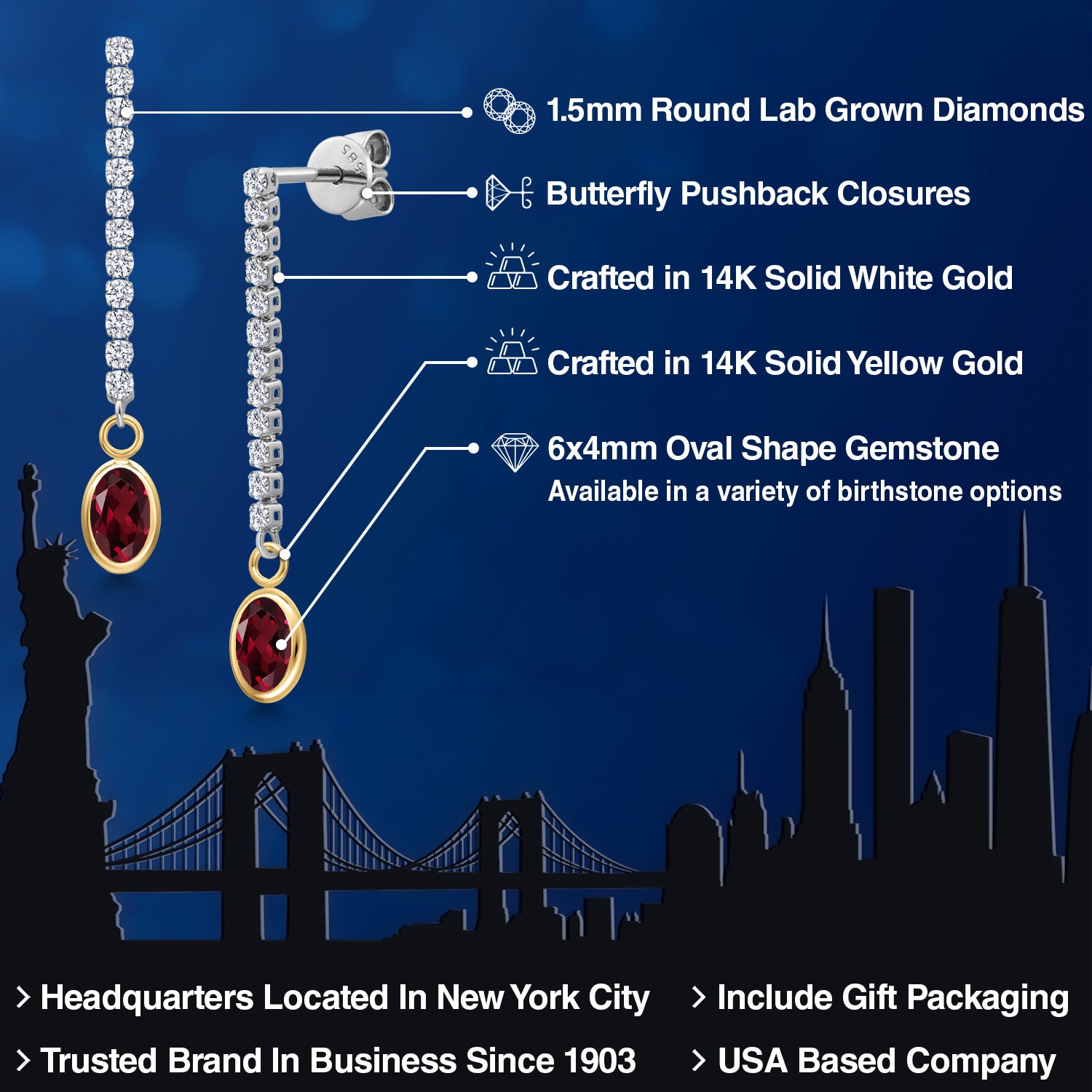 Rhodolite Garnet_Earrings in 14K Two Tone Gold