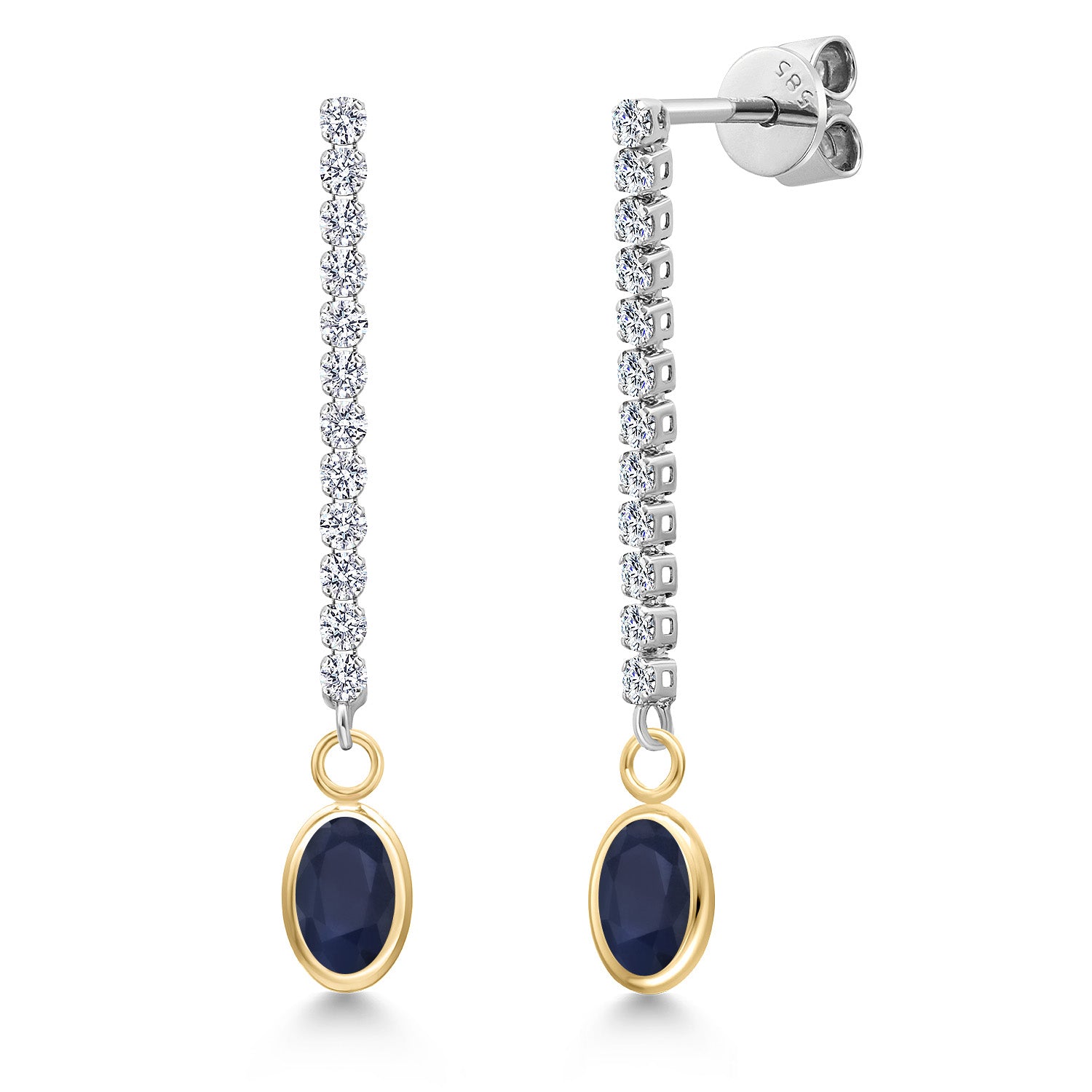 Blue Sapphire - September_Earrings in 14K Two Tone Gold