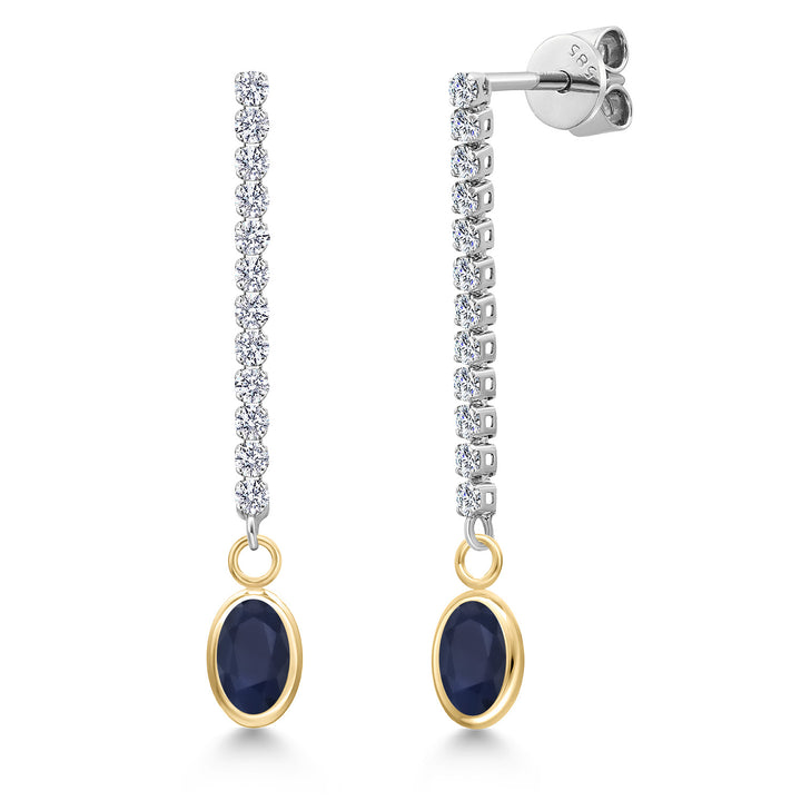 Blue Sapphire - September_Earrings in 14K Two Tone Gold