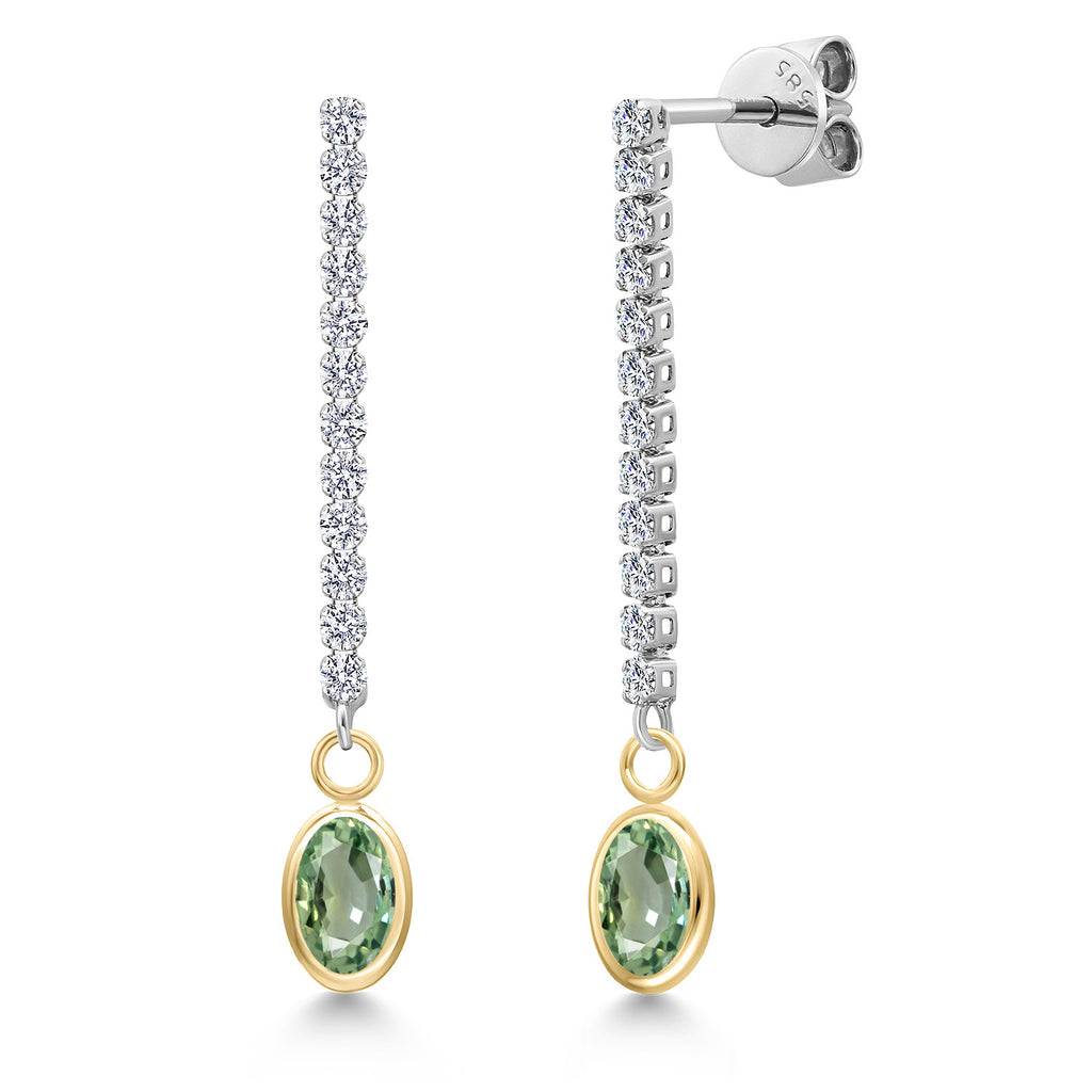 Green Sapphire - September_Earrings in 14K Two Tone Gold