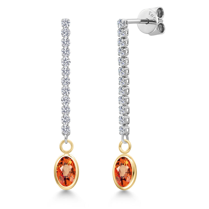 Orange Sapphire - September_Earrings in 14K Two Tone Gold
