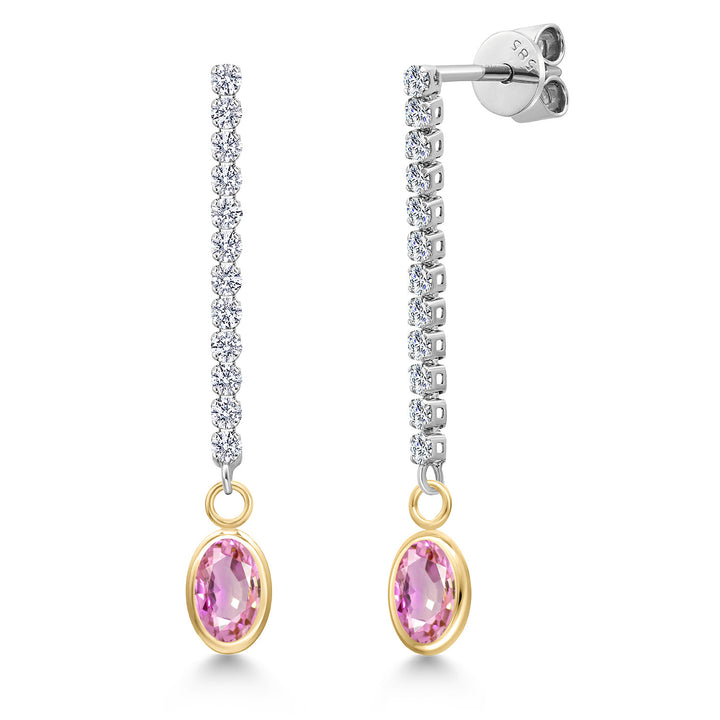 Pink Sapphire - September_Earrings in 14K Two Tone Gold