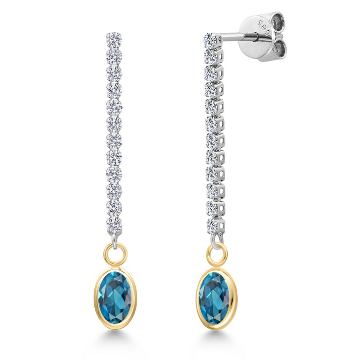 London Blue Topaz - November_Earrings in 14K Two Tone Gold
