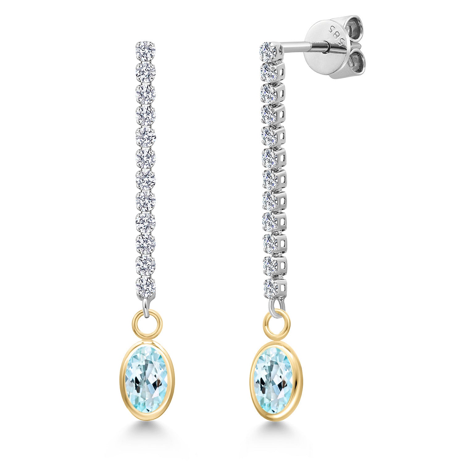Sky Blue Topaz - November_Earrings in 14K Two Tone Gold