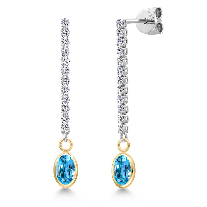 Swiss Blue Topaz - November_Earrings in 14K Two Tone Gold