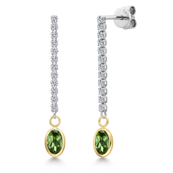 Green Tourmaline - October_Earrings in 14K Two Tone Gold